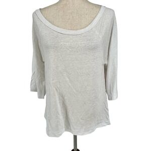 CHASER White 3/4 Sleeve Scoop Neck Tee Shirt - Size Medium- NWT